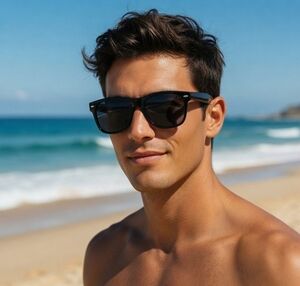 Goson Eyewear Retro Black Gloss Frame UV400 Protection Sunglasses NWT